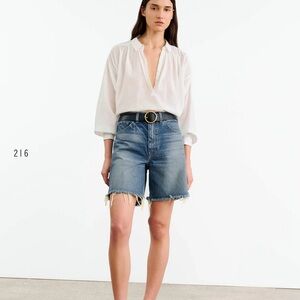 Nili Lotan Distressed Blue Jean Shorts